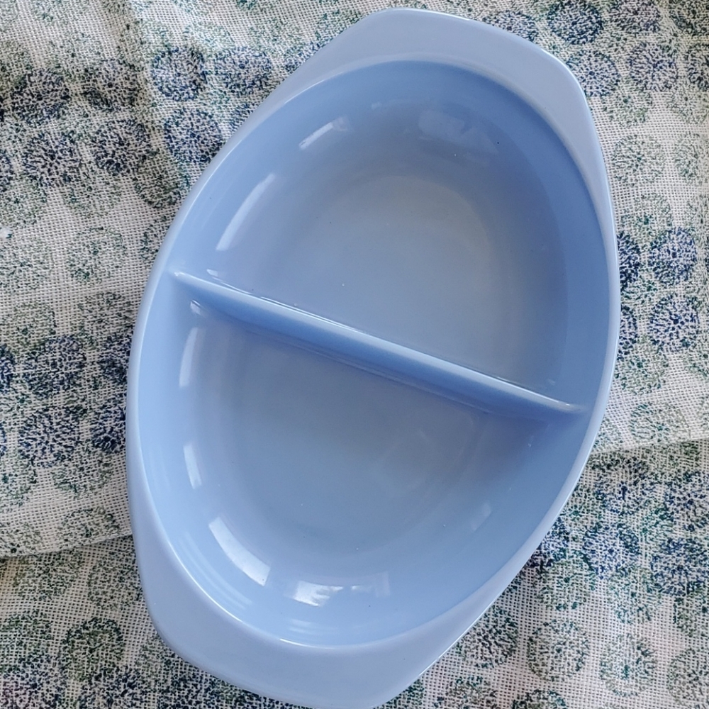 Vintage Pyrex Divided Serving Dish RARE Blue Color